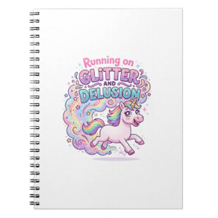 Einhorn läuft auf Glitter und Illusion Bezaubernd Notizblock
