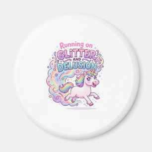 Einhorn läuft auf Glitter und Täuschung Charmantes Magnet