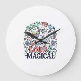 Einhorn, laut und magisch geboren Original Weiß Große Wanduhr