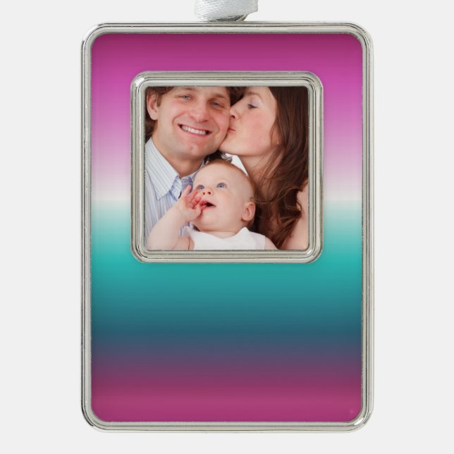 Einhorn-Lavendel-aquamarine Omertürkis-Meerjungfra Rahmen-Ornament Silber (Vorderseite)