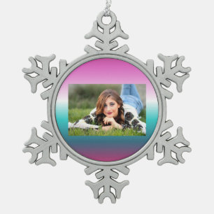 Einhorn-Lavendel-aquamarine Omertürkis-Meerjungfra Schneeflocken Zinn-Ornament