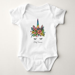 Einhorn-Leine mit Regenbogenofen Baby Strampler
