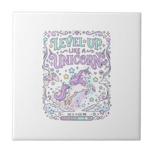 Einhorn Level Up wie ein Einhorn Süßer Marktplatz Fliese