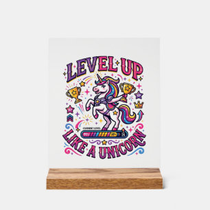 Einhorn Level Up wie ein Einhorn Werbespot Cute Gi Acrylschild