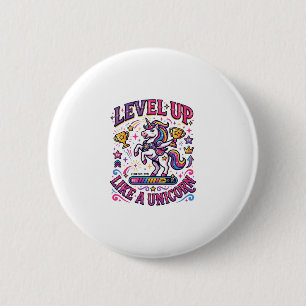 Einhorn Level Up wie ein Einhorn Werbespot Cute Gi Button
