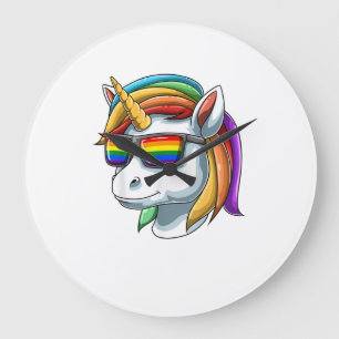 Einhorn LGBT Einhorn mit LGBT-Sonnenbrille Pride U Große Wanduhr