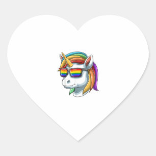Einhorn LGBT Einhorn mit LGBT-Sonnenbrille Pride U Herz-Aufkleber