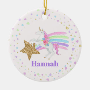 Einhorn Liebe Hearts & Star Girls Keramik Ornament