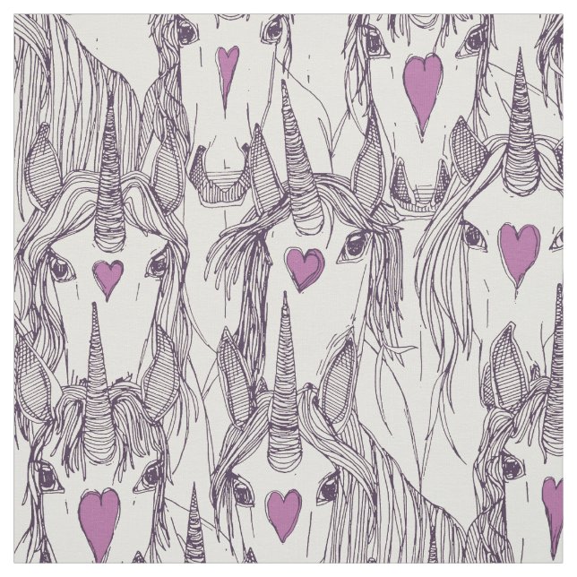 Einhorn-Liebe-Indigo-lila Perle Stoff (Muster)