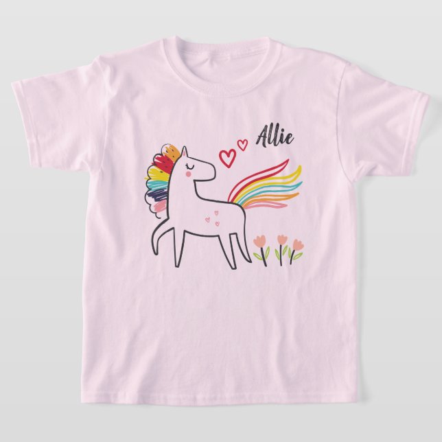 Einhorn Liebe Regenbogen mit individuellem Namen T-Shirt (Ablage )