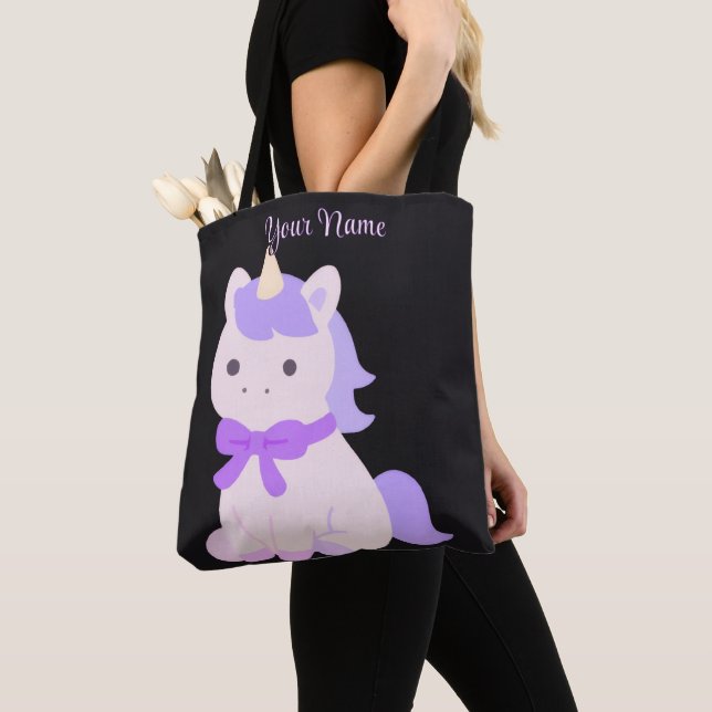 Einhorn Lila Bogen Cute Kawaii Custom schwarze Tot (Von Nahem)