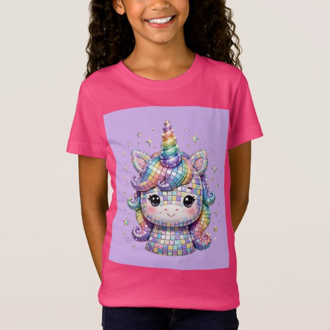 Einhorn - lila Hintergrund T-Shirt (Vorderseite)