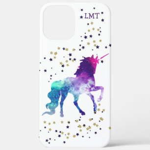 Einhorn, Lila, Monogramm, Sterne, Case-Mate iPhone Hülle