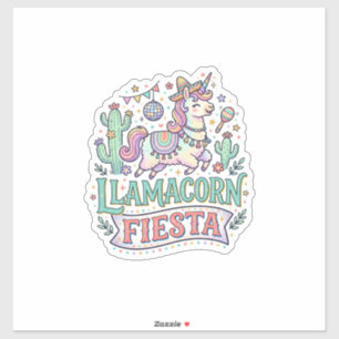 Einhorn Llamacorn Fiesta Premium Vektor POD Kunstw Aufkleber