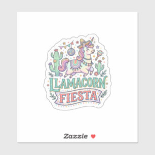 Einhorn Llamacorn Fiesta Premium Vektor POD Kunstw Aufkleber