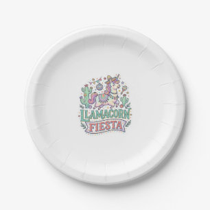 Einhorn Llamacorn Fiesta Premium Vektor POD Kunstw Pappteller