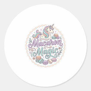 Einhorn Macaron Magie Whimsical T-Shirt Design_1 Runder Aufkleber