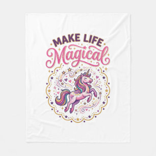 Einhorn macht das Leben magisch POD Fertig Weißer Fleecedecke