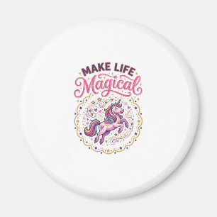 Einhorn macht das Leben magisch POD Fertig Weißer  Magnet