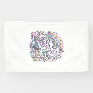 Einhorn macht das Leben magisch Premium-Vektor-Typ Banner