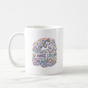 Einhorn macht das Leben magisch Premium-Vektor-Typ Kaffeetasse