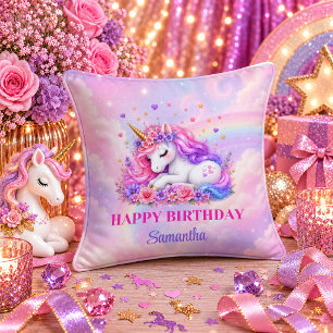 Einhorn Mädchen Geburtstag Rosa Lila Kissen