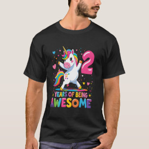 Einhorn-Mädchen zum Geburtstag 2 Jahre Awesome Bir T-Shirt