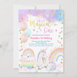 Einhorn Magical One Mädchen 1. Geburtstagsfeier Pa Einladung