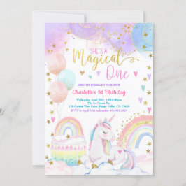 Einhorn Magical One Mädchen 1. Geburtstagsfeier Pa Einladung