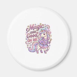 Einhorn-Magie sieht gut auf mir Grafikdesign Weiß Magnet