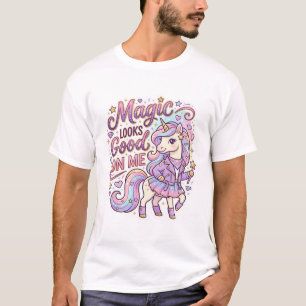 Einhorn-Magie sieht gut auf mir Grafikdesign Weiß T-Shirt