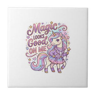 Einhorn-Magie Steht Mir Gut Grafikdesign Weiß Fliese