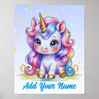 Einhorn-Magie & Sterne – Personalisierte Wandkunst Poster