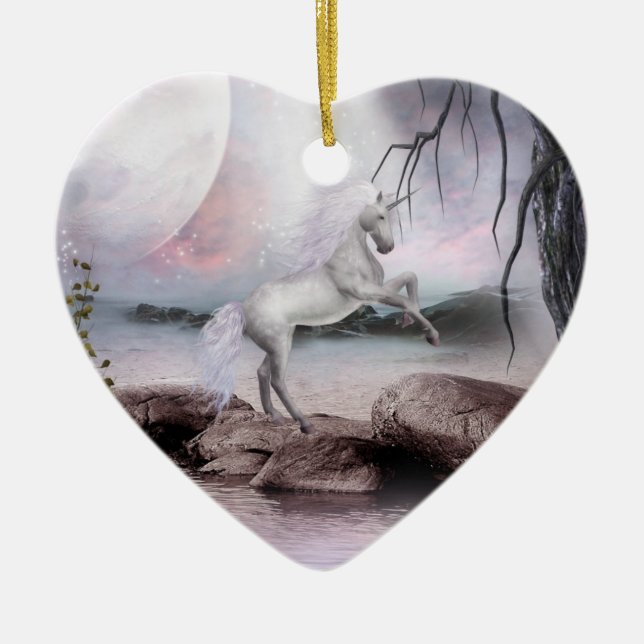 Einhorn-Magie-Verzierung Keramik Ornament (Vorne)