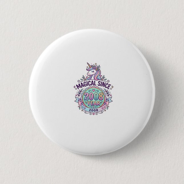 Einhorn Magisch Seit Jahr Grafikdesign Zazzle D Button (Vorderseite)