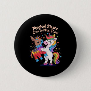 Einhorn magische Fiesta Cinco de Mayo Stil mexikan Button