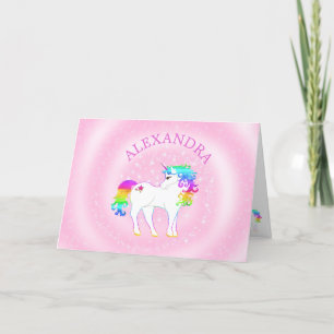 Einhorn Magischer Regenbogen Rosa und Niedliche Ge Feiertagskarte