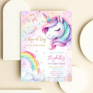 Einhorn Magischer Tag Regenbogen Geburtstagseinlad Einladung
