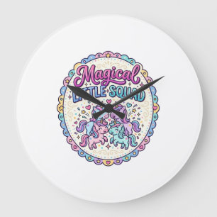 Einhorn Magisches Kleines Team POD Fertige Bekleid Große Wanduhr