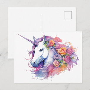 Einhorn-Malerei 20 x 16 Postkarte