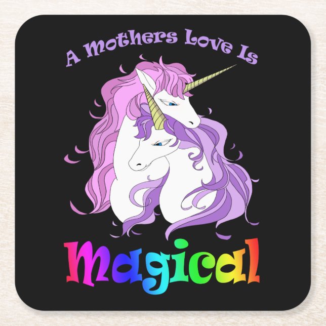 Einhorn Mama Eine Mütter Liebe ist magisch Rechteckiger Pappuntersetzer (Vorderseite)