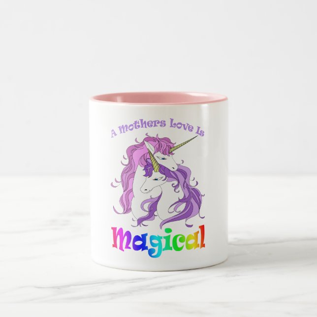 Einhorn Mama Eine Mütter Liebe ist magisch Zweifarbige Tasse (Mittel)