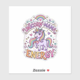 Einhorn Mama Energie Buntes Zazzle Design_1 Aufkleber