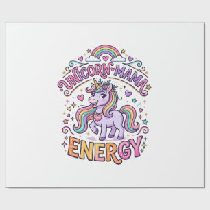 Einhorn Mama Energie Buntes Zazzle Design_1 Geschenkpapier