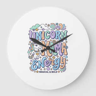Einhorn Mama Energie Kawaii Vektor Design_1 Große Wanduhr