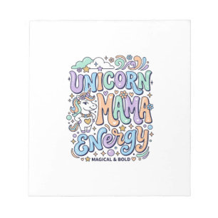 Einhorn Mama Energie Kawaii Vektor Design_1 Notizblock