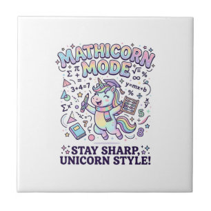 Einhorn Mathicorn Modus Charmant Weißer Hintergrun Fliese