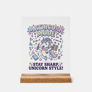 Einhorn Mathicorn Modus Charmantes Weißes Hintergr Acrylschild