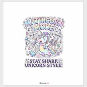 Einhorn Mathicorn Modus Charmantes Weißes Hintergr Aufkleber
