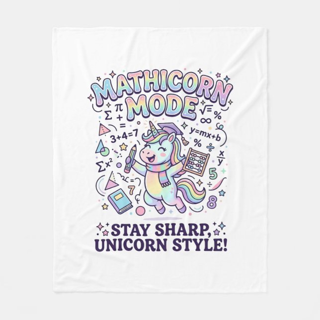 Einhorn Mathicorn Modus Charmantes Weißes Hintergr Fleecedecke (Vorderseite)